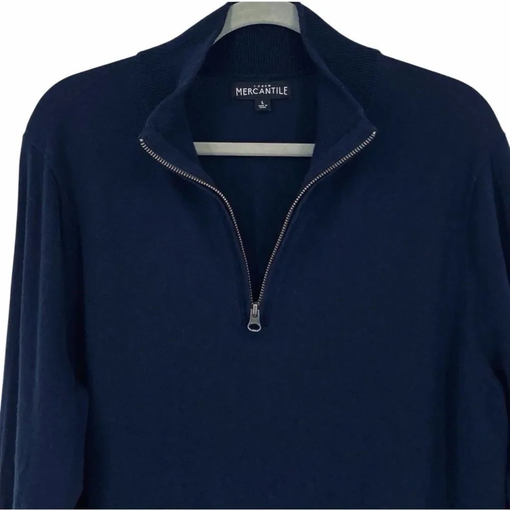 J.Crew Mercantile Men's Navy Quarter-Zip Sweater L